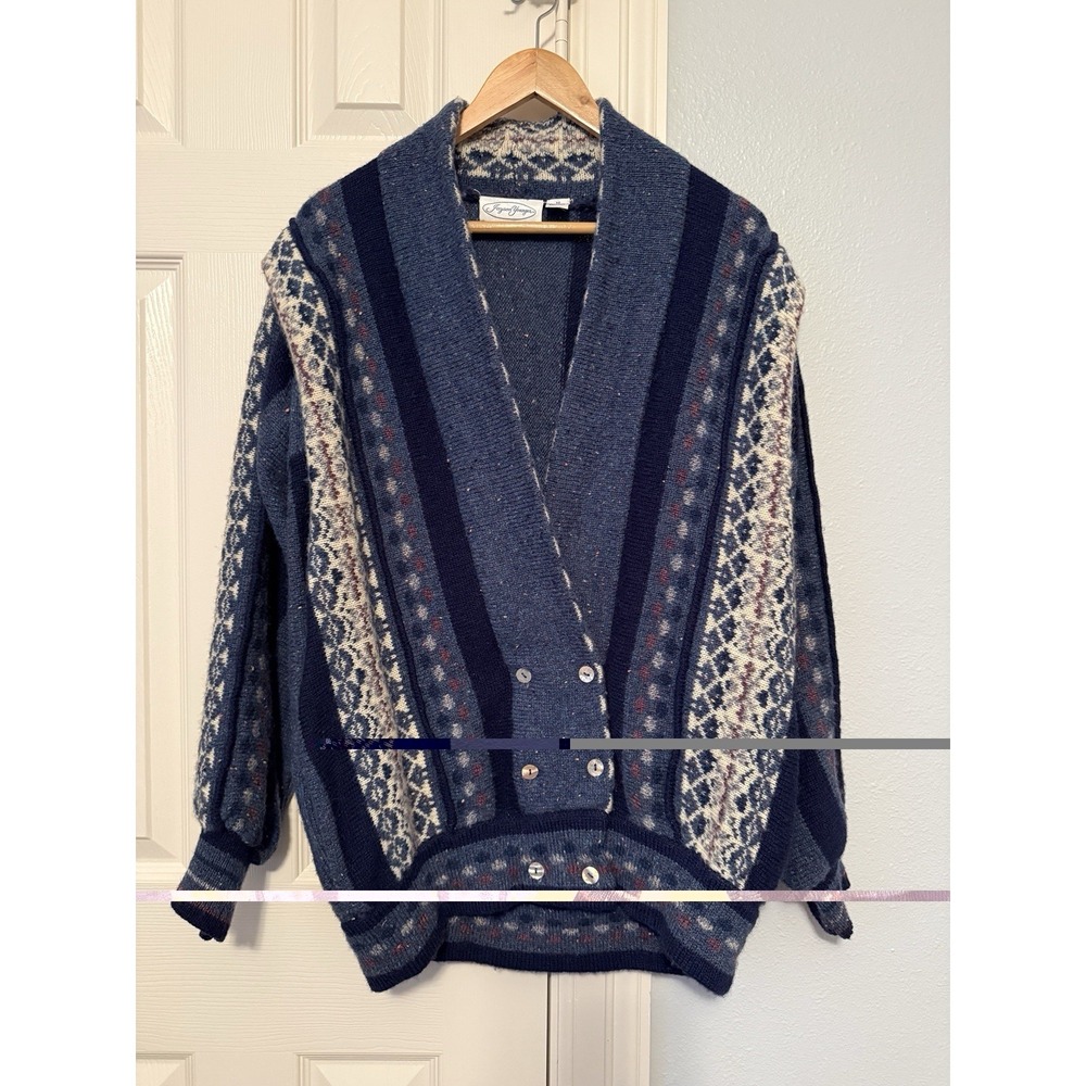 Vintage Jayson Younger 100% Shetland Wool Sweater Cardigan W/Pockets Medium M